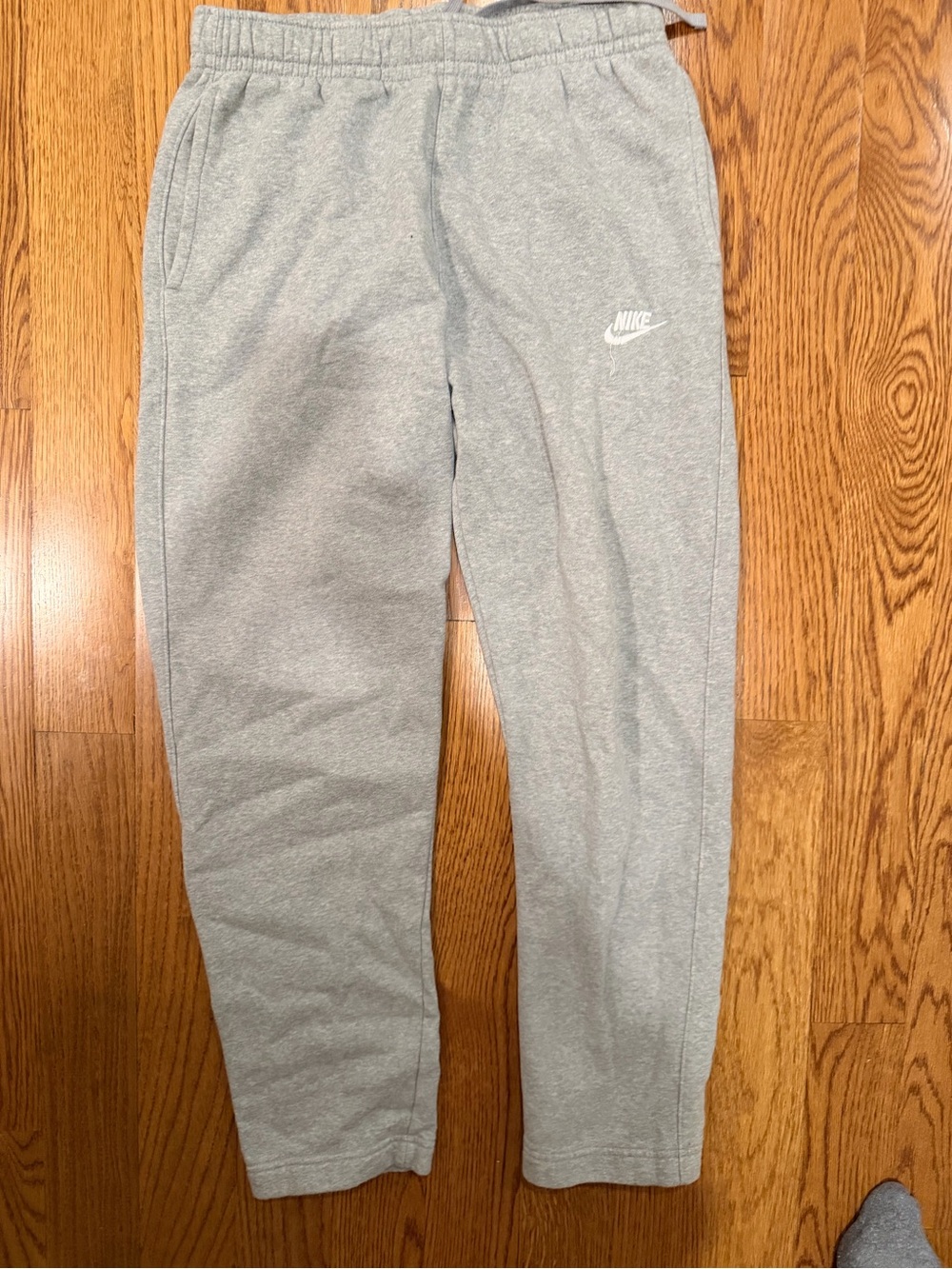 Nike Kids Light Gray Fleece Joggers with White Logo